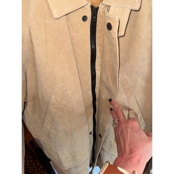Vintage Johnny Jordan  XXL Genuine Tan Suede Leather Chore Coat Barn Jacket Big - Picture 8 of 11